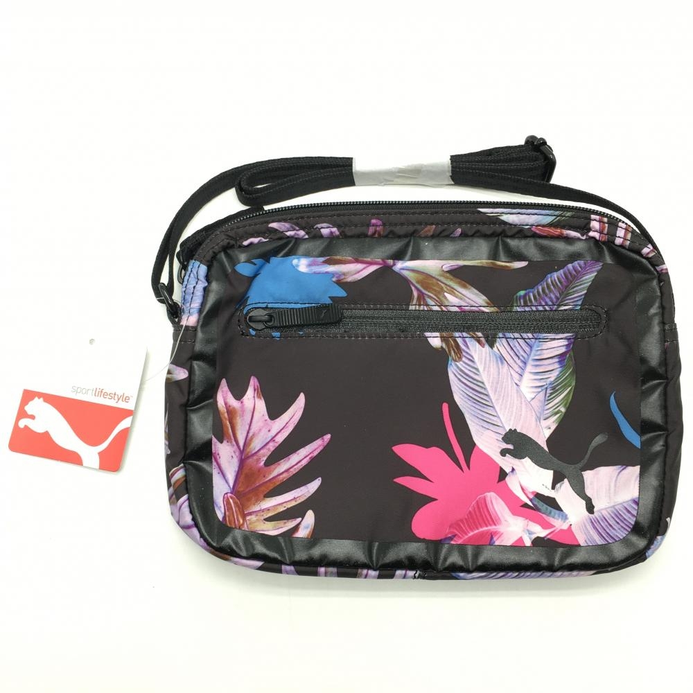 【新品】プーマ ショルダーバッグ 黒×ピンク 花柄 ナイロン ゴルフ PUMA