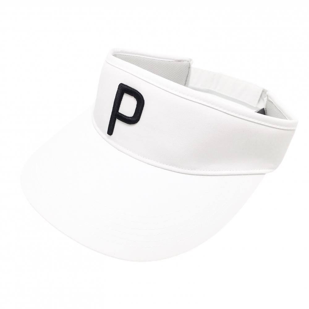 【美品】プーマ サンバイザー 白×黒 刺しゅう   ゴルフウェア PUMA