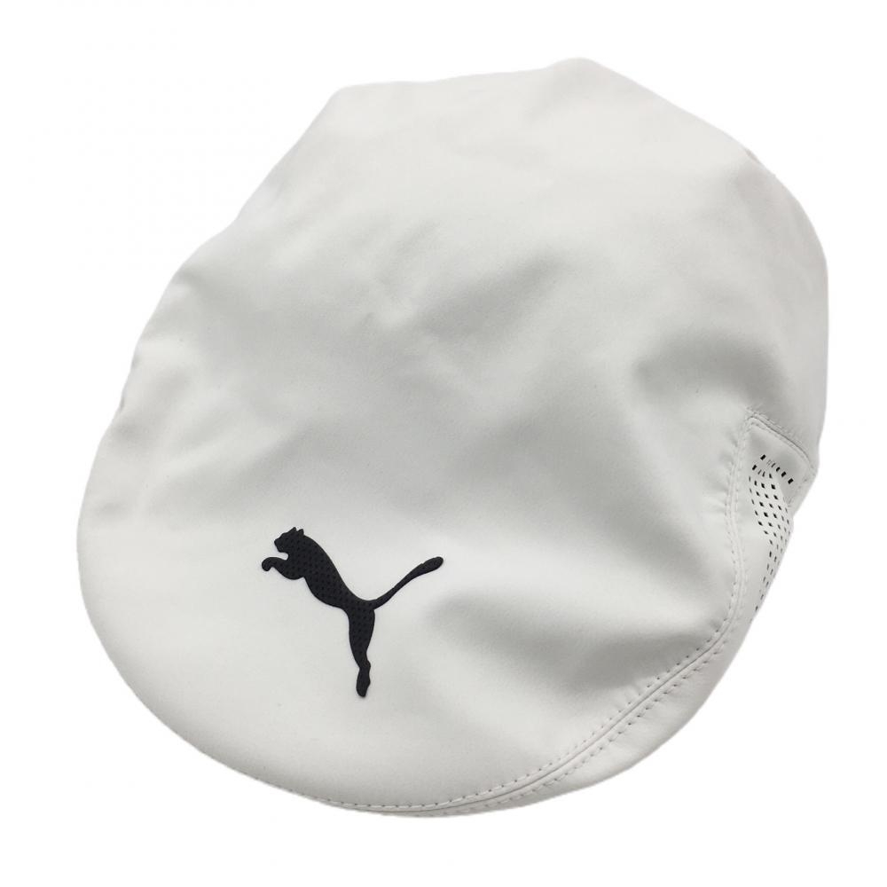 【美品】プーマ ハンチング帽 白×黒 シリコンワッペン  OSFA ゴルフウェア PUMA 画像