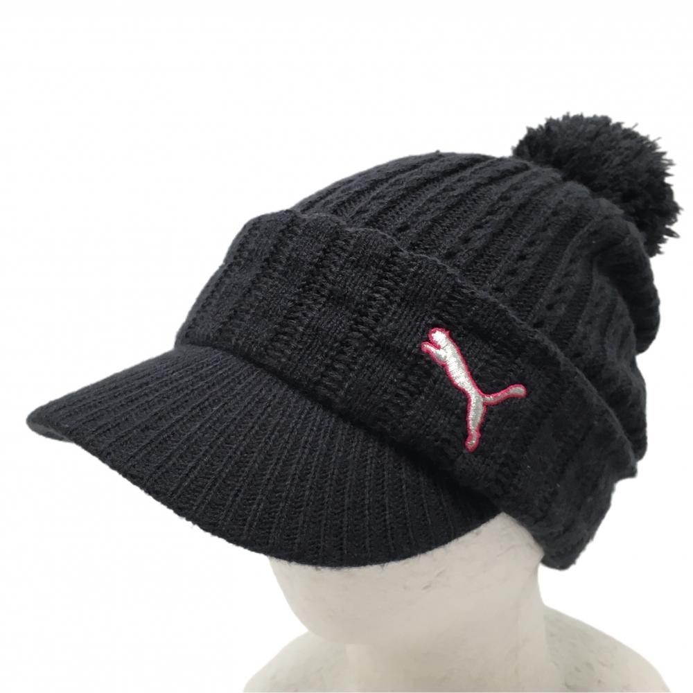 プーマ つば付きニット帽 ネイビー 内側フリース ボンボン付き ロゴ刺しゅう ONE　SIZE　FITS　ALL(54～57cm)   ゴルフウェア PUMA