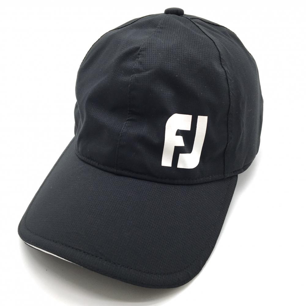 【美品】フットジョイ キャップ 黒×白 ロゴプリント HYDROLITE   ゴルフウェア FootJoy
