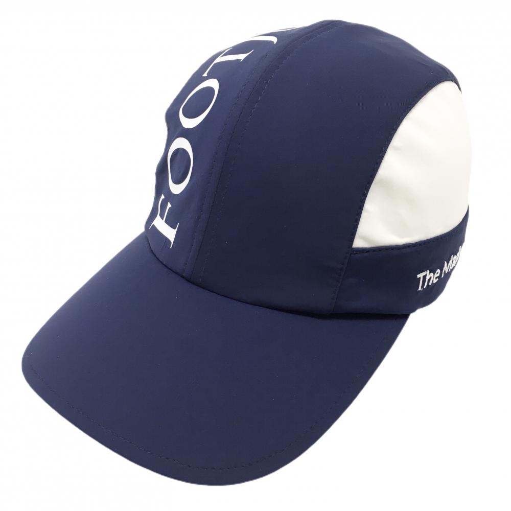 【美品】フットジョイ キャップ ネイビー×白 ナイロン ロゴプリント  フリーサイズ(57～59cm)   ゴルフウェア FootJoy