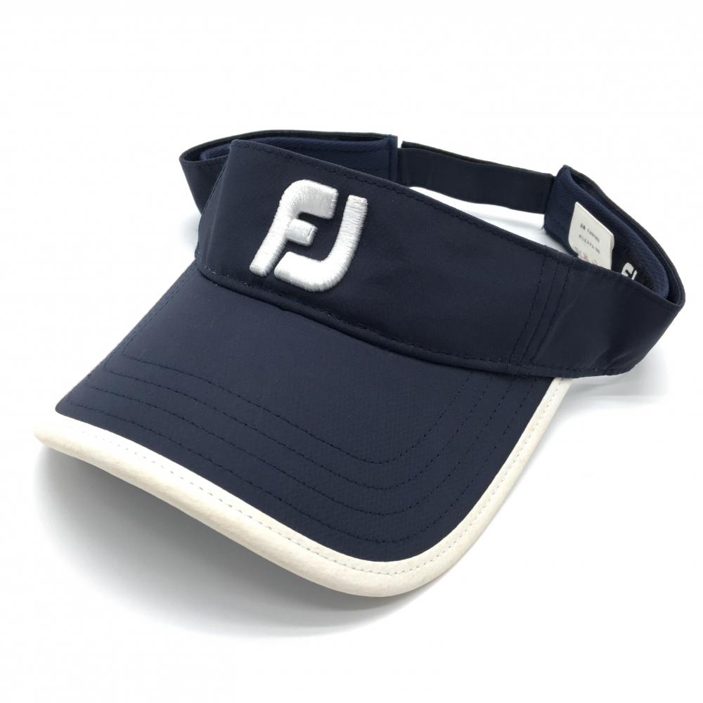 フットジョイ サンバイザー ダークネイビー×白 立体ロゴ刺しゅう  ゴルフウェア FootJoy