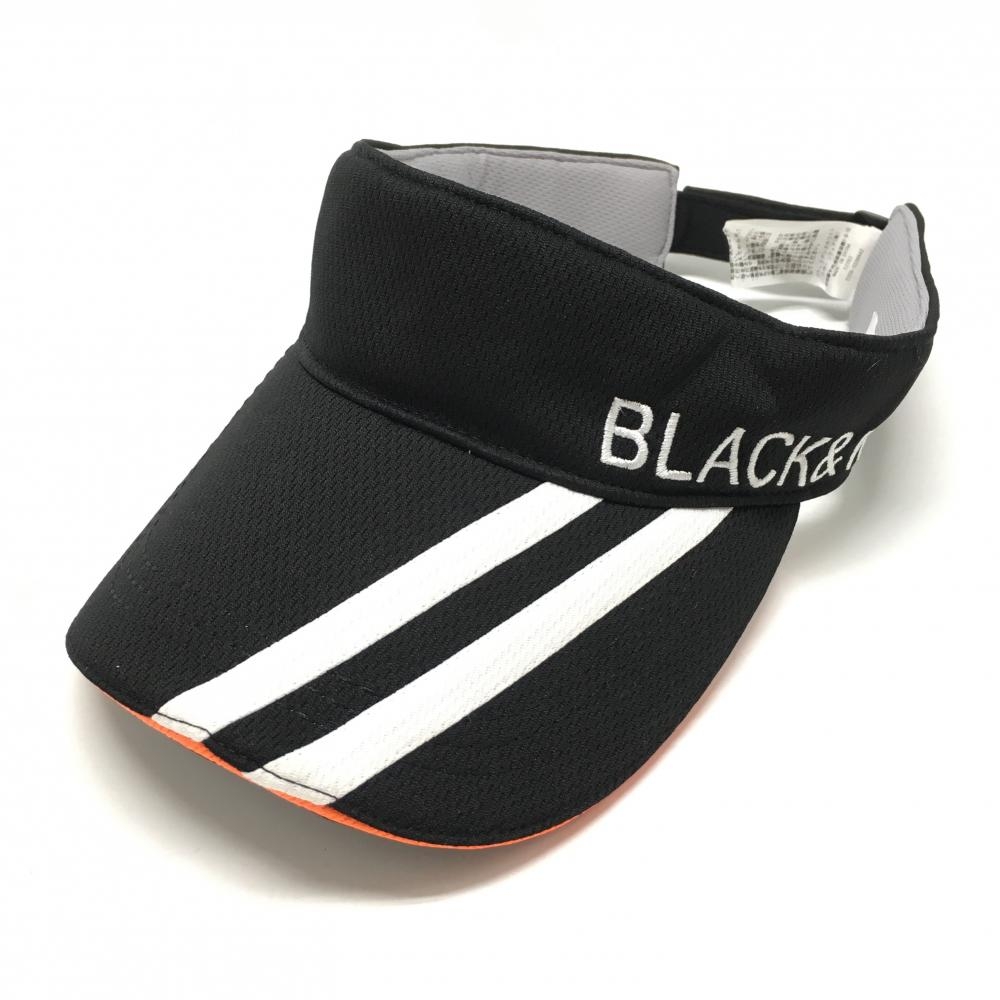 【超美品】ブラックアンドホワイト サンバイザー 黒×白 つばライン    ゴルフウェア Black＆White