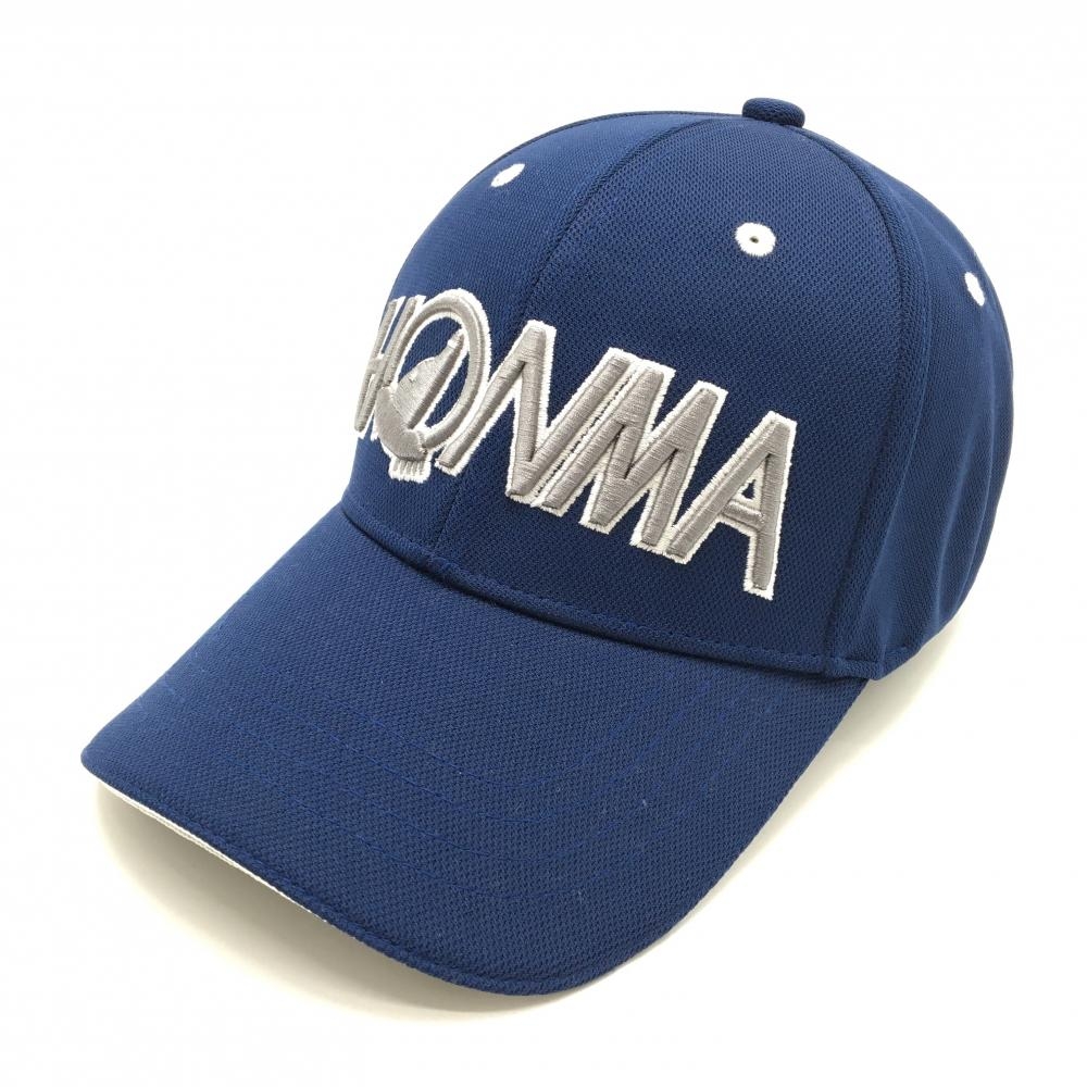【超美品】ホンマ キャップ ネイビー×グレー 立体ロゴ刺しゅう 57-59cm  ゴルフウェア HONMA
