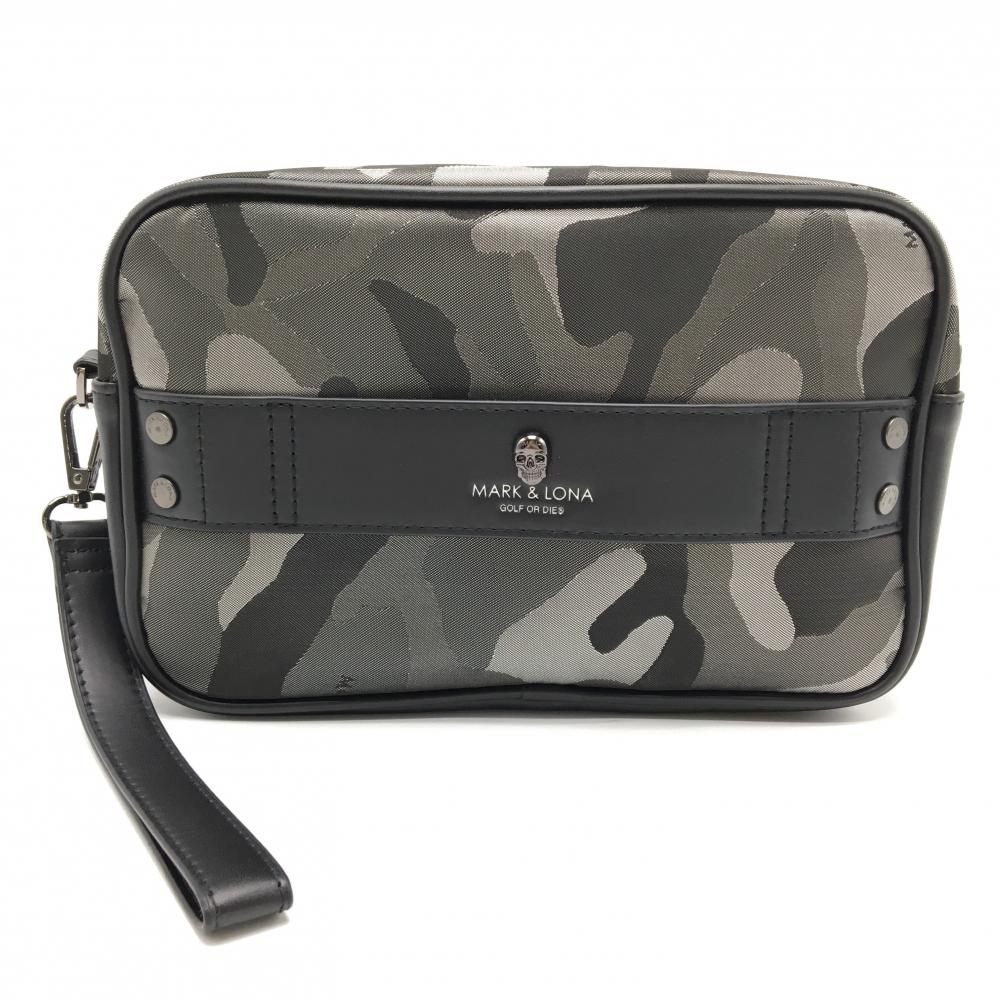 【超美品】マークアンドロナ クラッチバッグ グレー×黒 カモフラ カートバッグ スカル ゴルフ MARK＆LONA