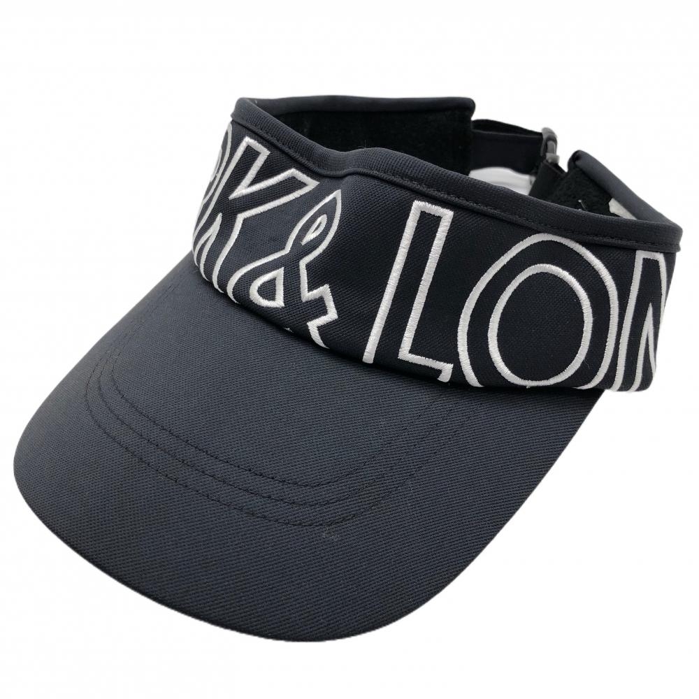 【美品】マークアンドロナ サンバイザー 黒×白 ロゴ刺しゅう  ゴルフウェア MARK＆LONA