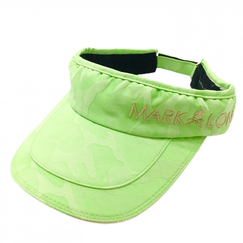 【美品】マークアンドロナ サンバイザー ライトグリーン カモフラ柄 迷彩 スカル  ゴルフウェア MARK＆LONA