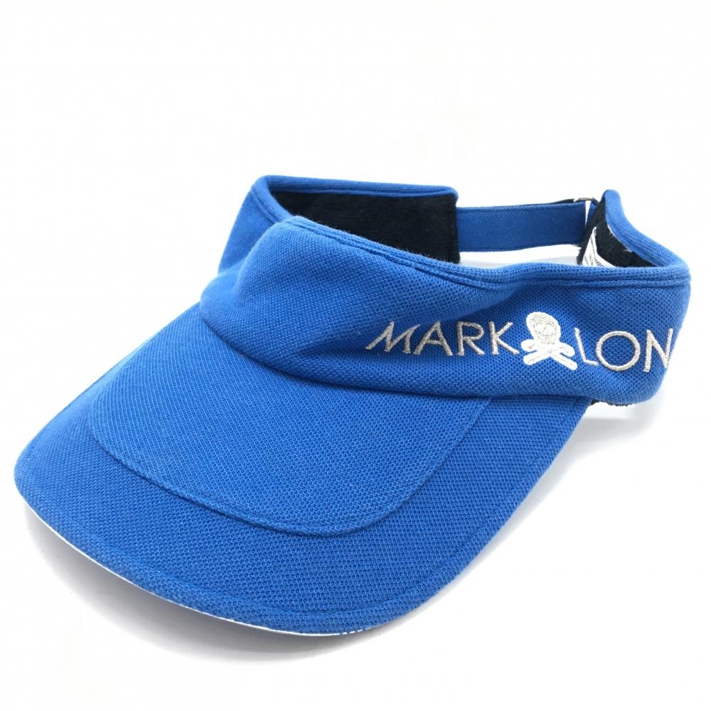 【美品】マークアンドロナ サンバイザー ブルー ロゴ刺しゅう  ゴルフウェア MARK＆LONA