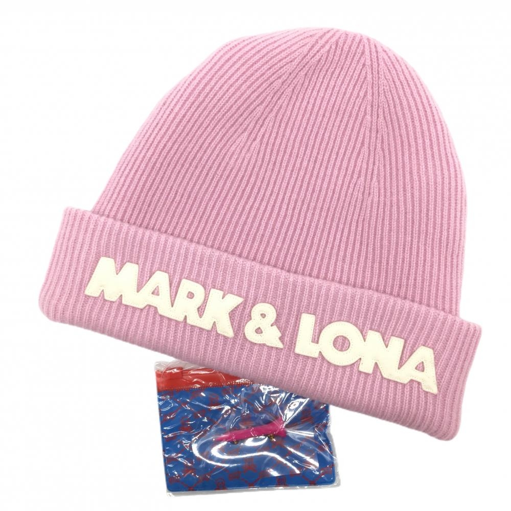 【新品】マークアンドロナ ニット帽 ピンク ウール混 FREE ゴルフウェア 2022年モデル MARK＆LONA