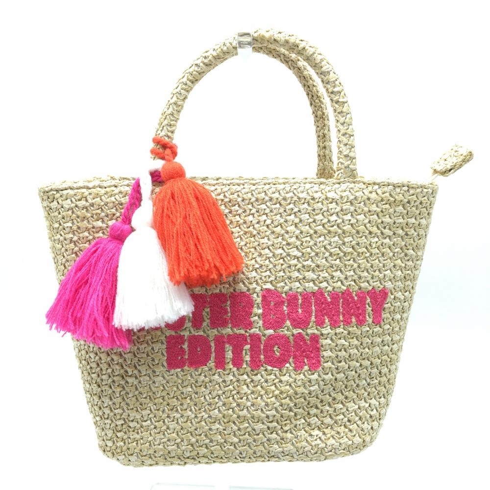 【超美品】マスターバニー カートバッグ ベージュ×ピンク カゴバッグ ロゴ刺しゅう ゴルフ MASTER BUNNY EDITION