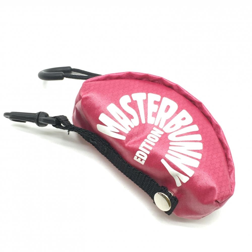 【美品】マスターバニー ボールケース ピンク×白 ロゴプリント カラビナ付ゴルフ MASTER BUNNY EDITION