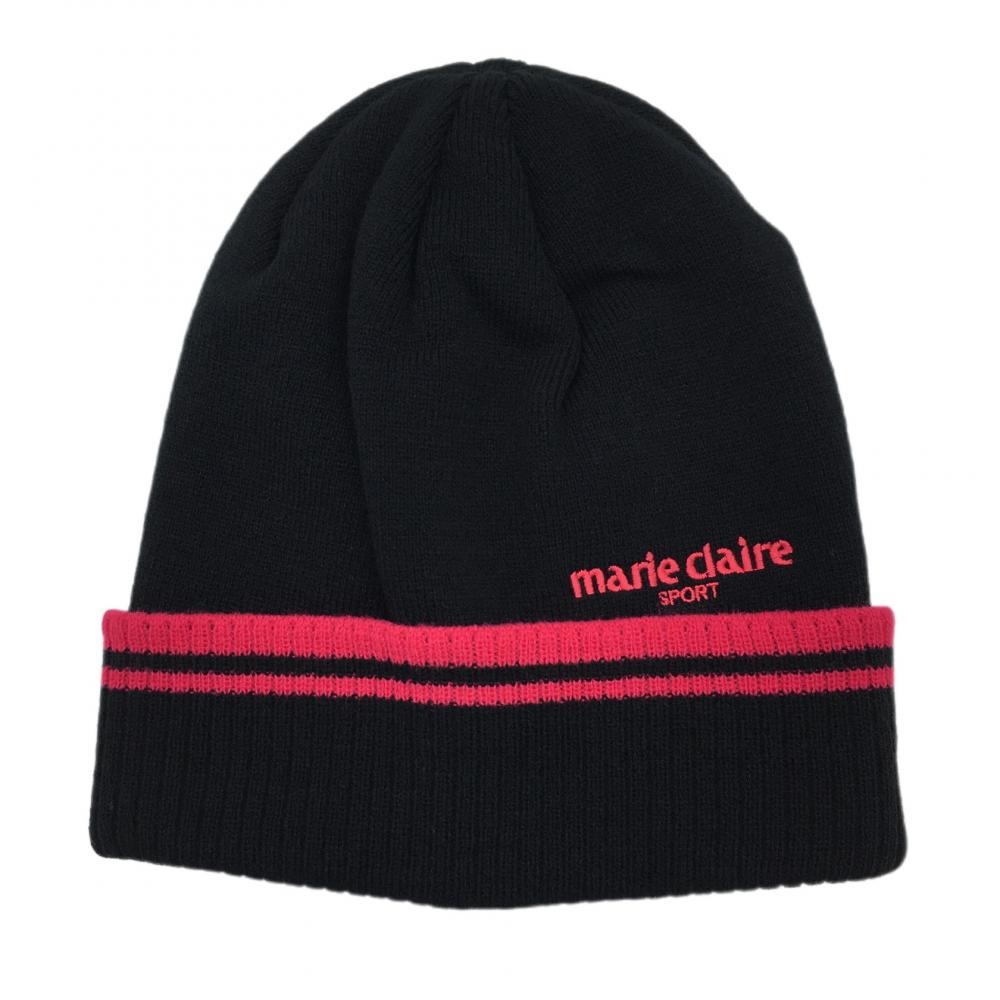 【新品】マリクレール ニット帽 黒×ピンク アクリル100％ ゴルフウェア marie claire 画像