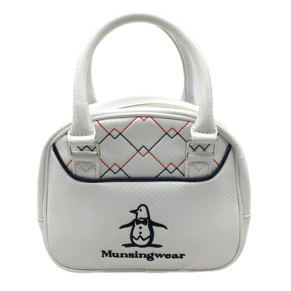 マンシングウェア カートバッグ 白 地模様ゴルフ Munsingwear 画像