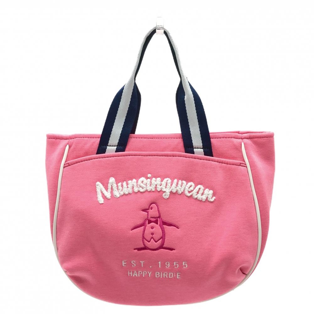 【超美品】マンシングウェア カートバッグ ピンク×ネイビー ペンギン刺しゅう マグネットゴルフ Munsingwear