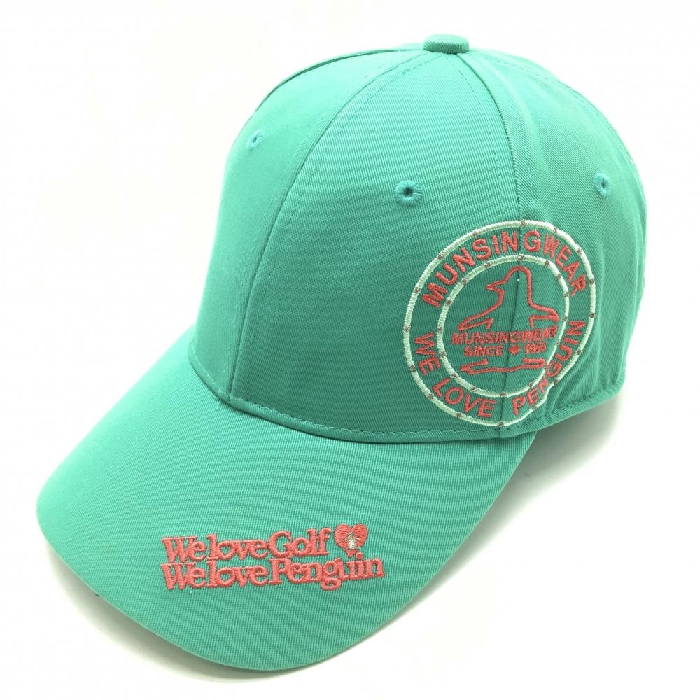 マンシングウェア キャップ グリーン×ピンク ロゴ刺しゅう  FREE(55-59cm)  ゴルフウェア Munsingwear