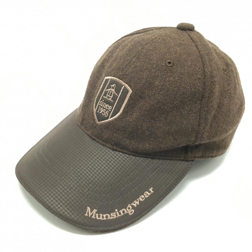 【美品】マンシングウェア キャップ ブラウン クラウンウール混 L(57～59cm)   ゴルフウェア Munsingwear
