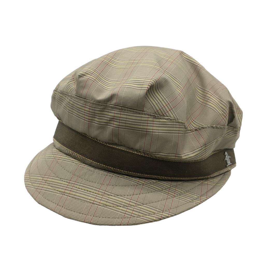 マンシングウェア ハンチング帽 ベージュ系×イエロー グレンチェック FREE ゴルフウェア Munsingwear 画像