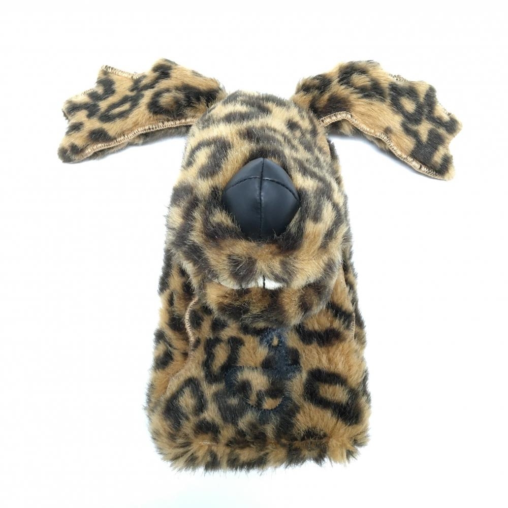 【美品】ミエコウエサコ ヘッドカバー(FW) ライトブラウン×黒系 ヒョウ柄 犬 ジャンボ尾崎コラボ フェアウェイウッド ゴルフ M・U SPORTS