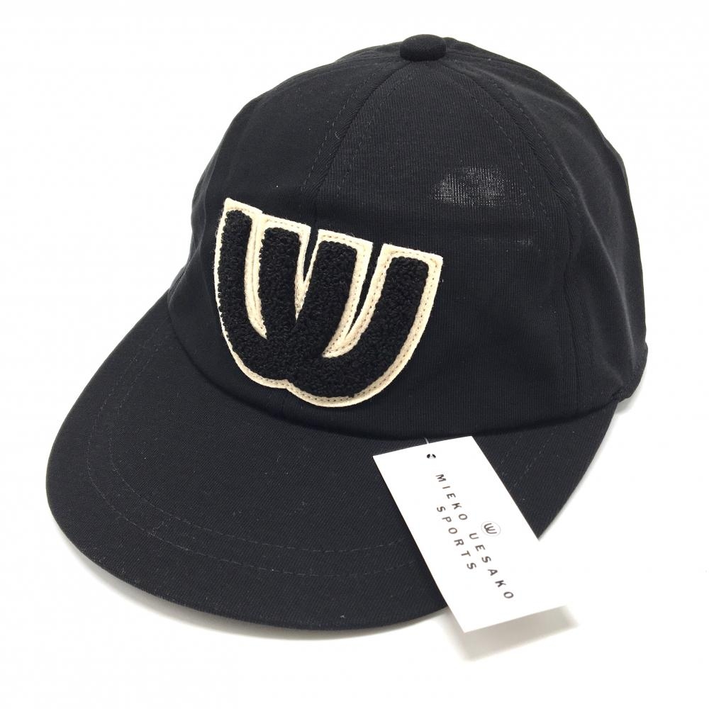【新品】MUスポーツ キャップ 黒 さがら刺しゅうワッペン ロゴ コットン100% F   ゴルフウェア M・U SPORTS