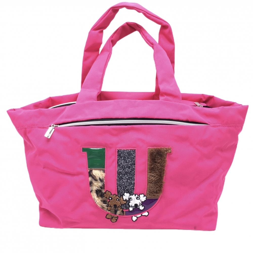 MUスポーツ ビッグトートバッグ ピンク シューズ収納可 ワッペンボア ゴルフ M・U SPORTS