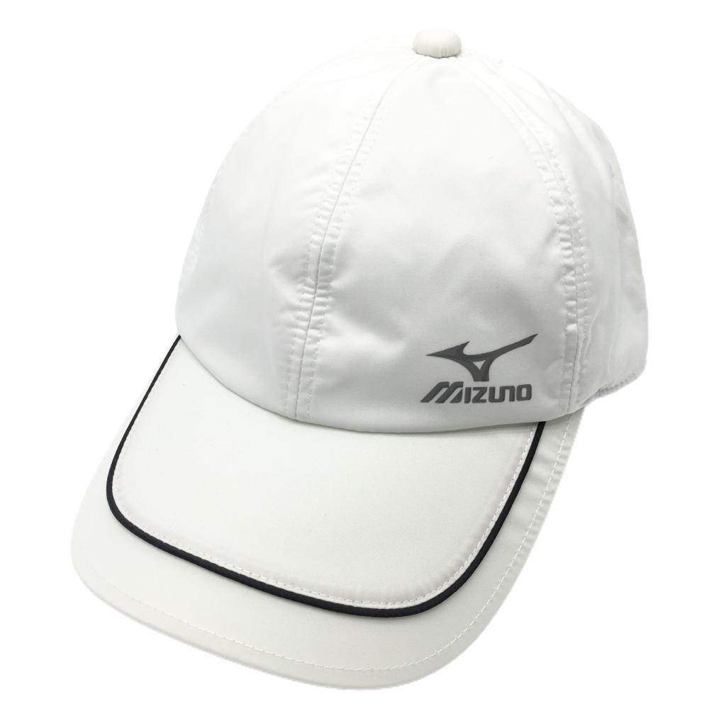 【超美品】ミズノ キャップ アイボリー×黒 つばライン  F(56-60cm)  ゴルフウェア MIZUNO