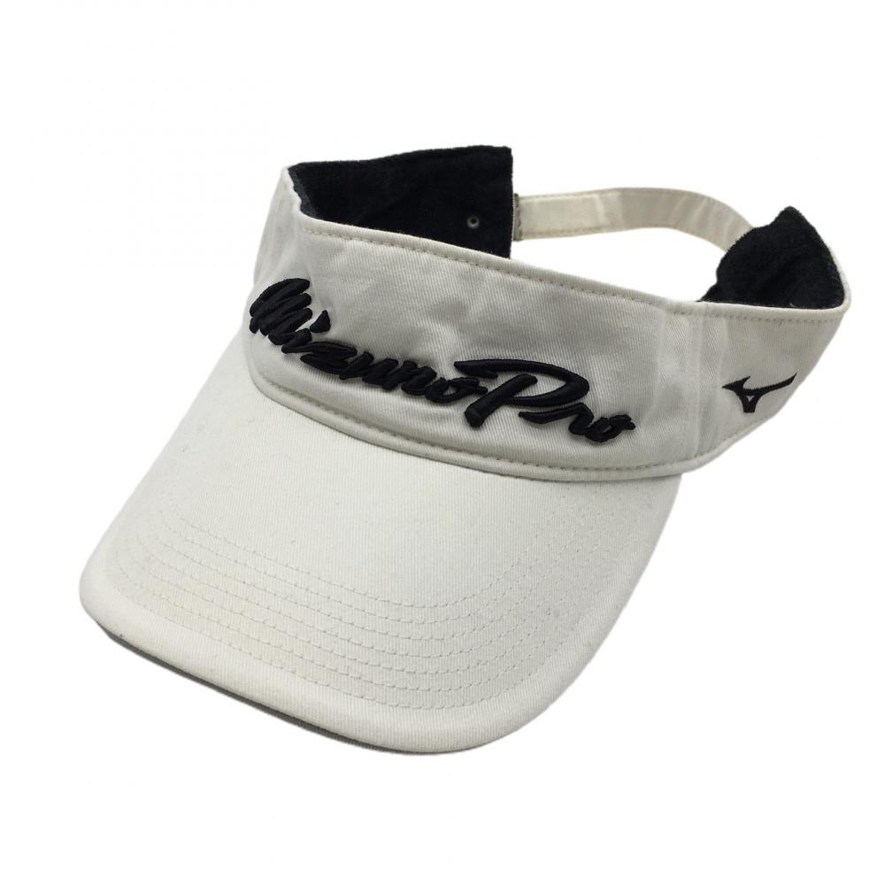 ミズノ サンバイザー 白×黒 立体ロゴ刺しゅう F(56-60cm) ゴルフウェア MIZUNO 画像