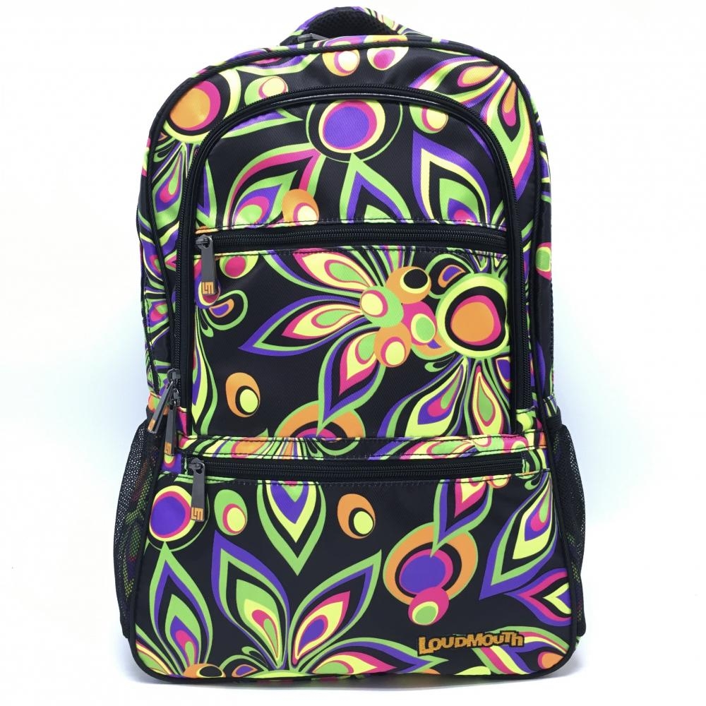 【未使用品】ラウドマウス リュック 黒×ライトグリーン ジャガデリック柄ゴルフ LOUDMOUTH