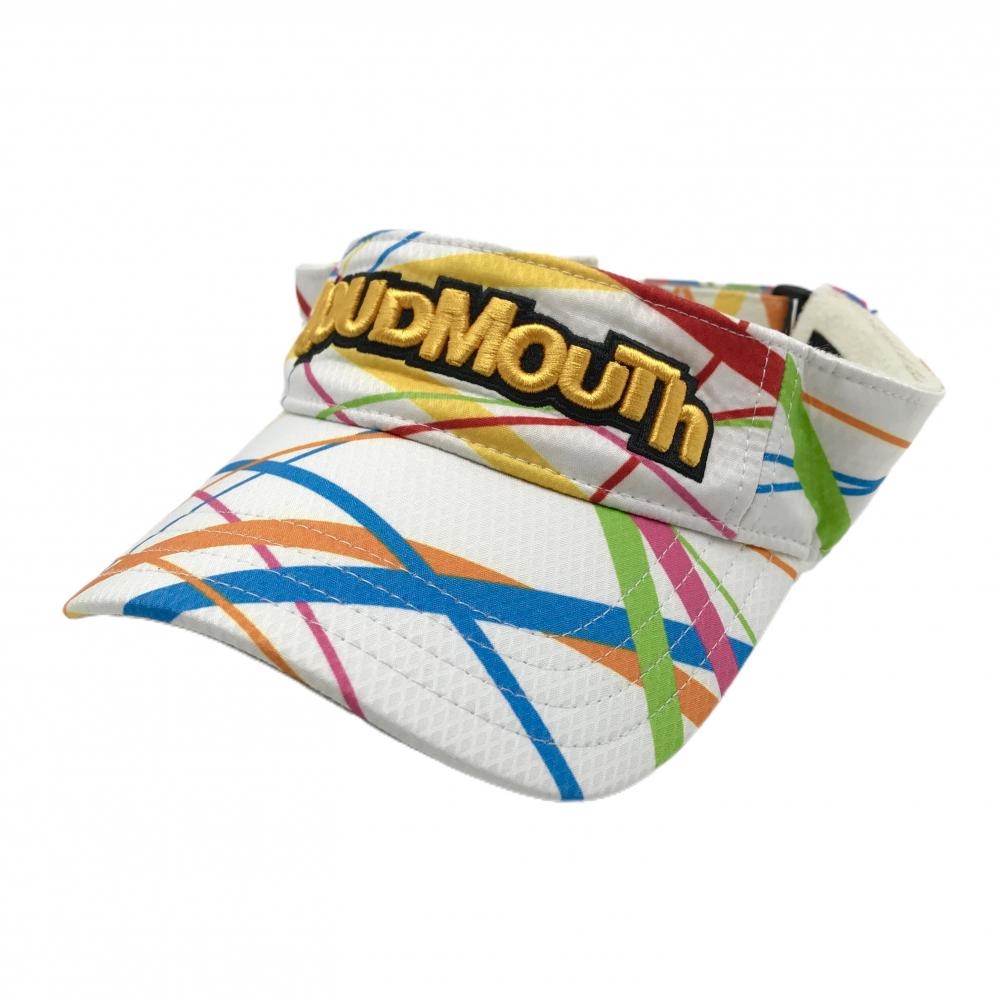 【超美品】ラウドマウス サンバイザー 白×マルチカラー スティクスホワイト 総柄  ゴルフウェア LOUDMOUTH