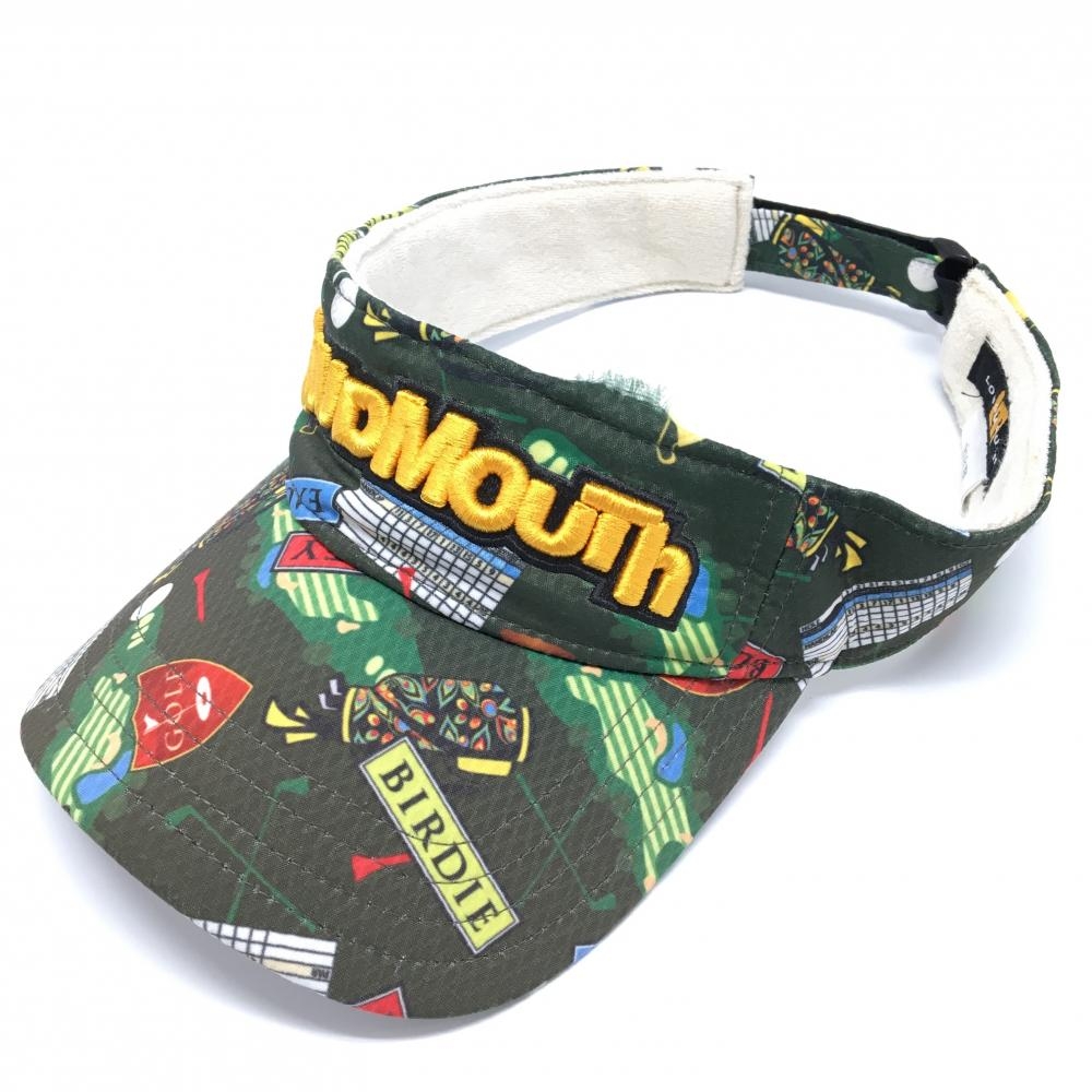 ラウドマウス サンバイザー グリーン 総柄 スウィルカンバーン 立体ロゴ刺しゅう    ゴルフウェア LOUDMOUTH