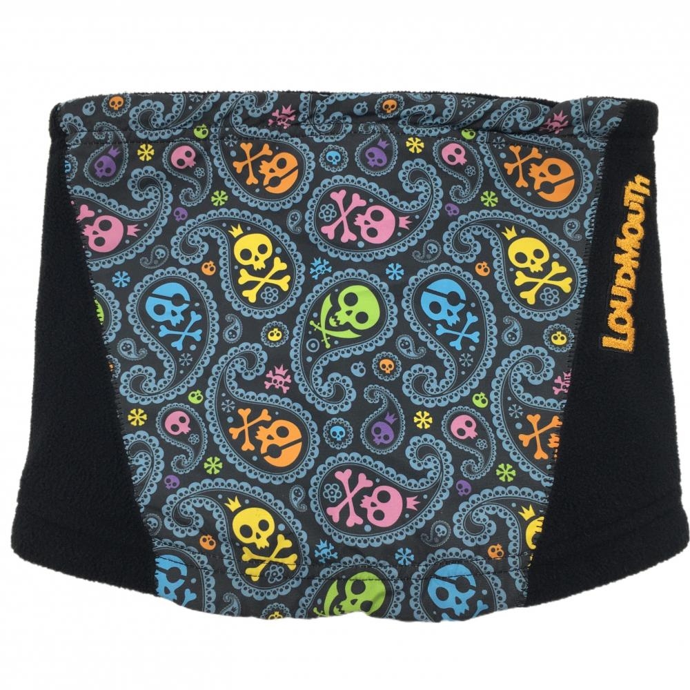【美品】ラウドマウス ネックウォーマー 黒×マルチカラー スカル ペイズリー柄 フリース   ゴルフウェア LOUDMOUTH