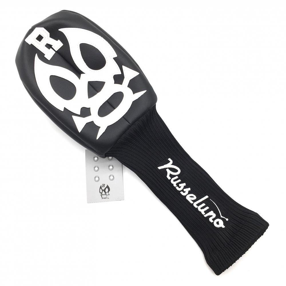 【新品】ラッセルノ ヘッドカバー(DR) 黒×白 ルチャマスク ドライバー F ゴルフ RUSSELUNO