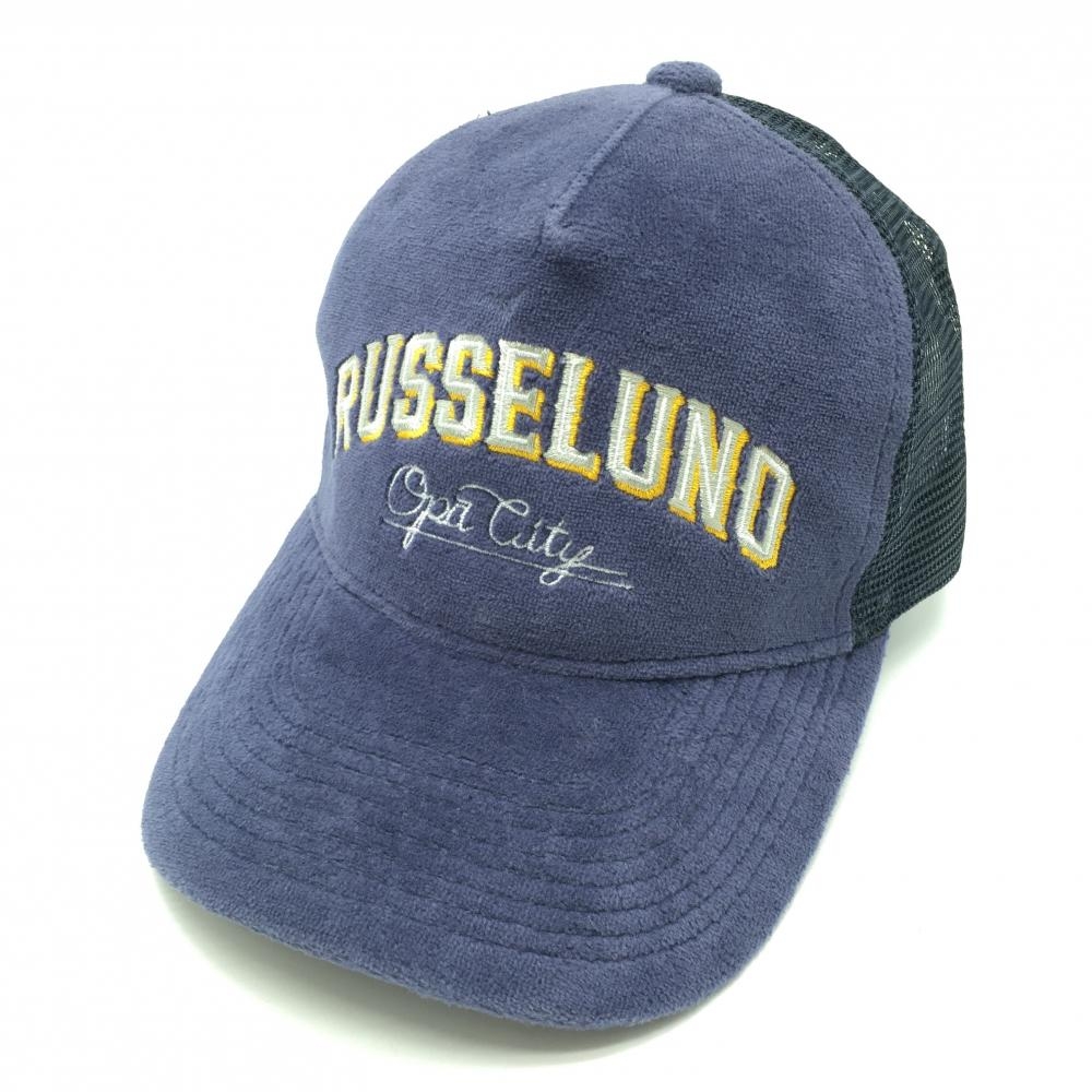 【超美品】ラッセルノ メッシュキャップ ネイビー×シルバー 微起毛素材 ルチャマスク F  ゴルフウェア RUSSELUNO