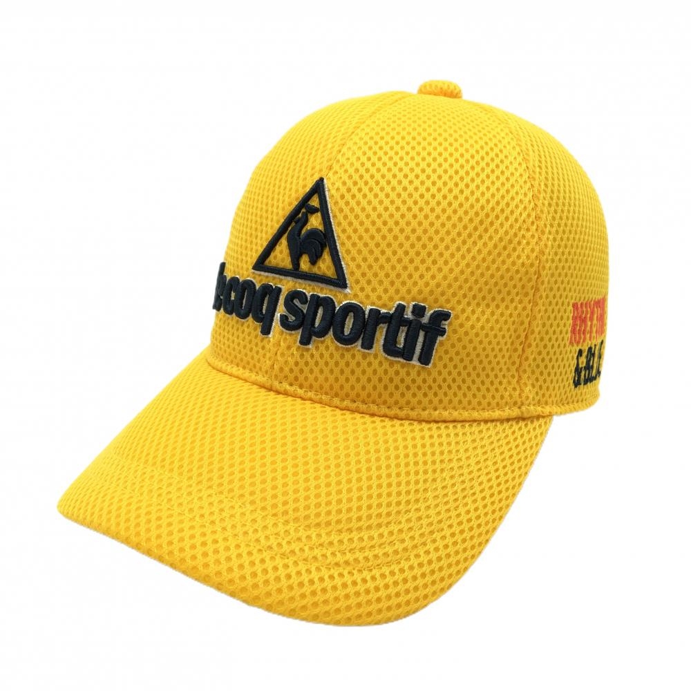 【新品】ルコックゴルフ メッシュキャップ イエロー×ネイビー クーリングアイテム F(57-59㎝)   ゴルフウェア le coq sportif