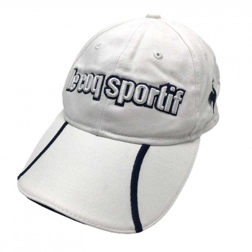 ルコックゴルフ キャップ 白×ネイビー 立体ロゴ刺しゅう F(57cm-59cm)   ゴルフウェア le coq sportif