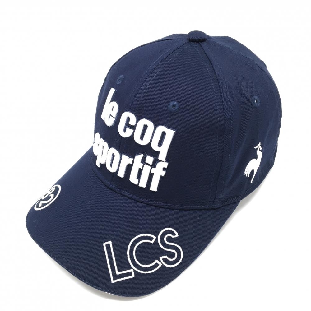 【美品】ルコック キャップ ネイビー×白 立体ロゴ F(55-57cm）   ゴルフウェア le coq sportif