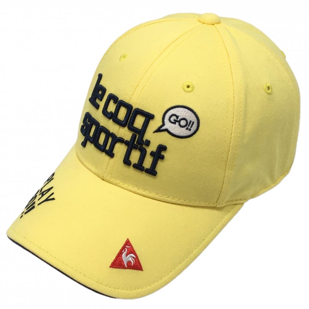 【超美品】ルコック キャップ イエロー×ネイビー 立体ロゴ刺しゅう F(55-57㎝)   ゴルフウェア le coq sportif