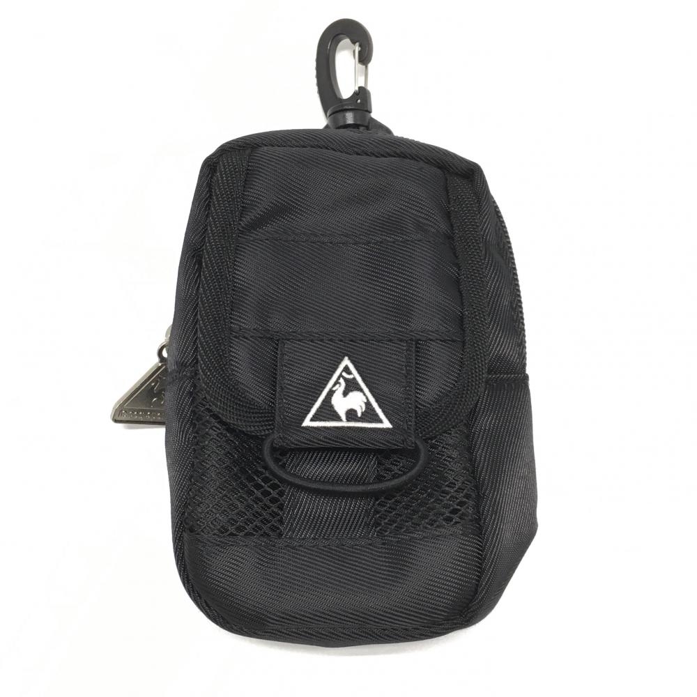 【美品】ルコック ポーチ 黒 メッシュポケット 小物入れ ゴルフ le coq sportif
