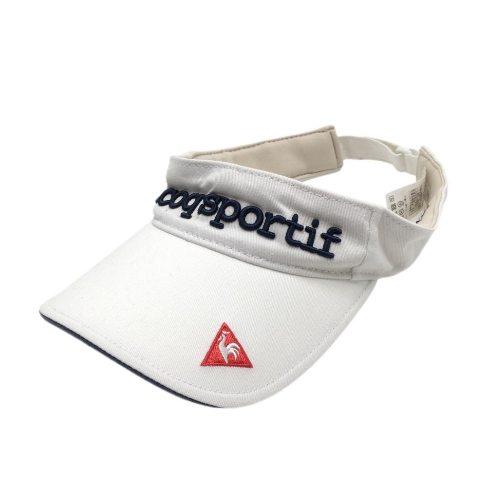 ルコック サンバイザー 白×ネイビー ロゴ刺しゅう  F(55-57cm) ゴルフウェア le coq sportif