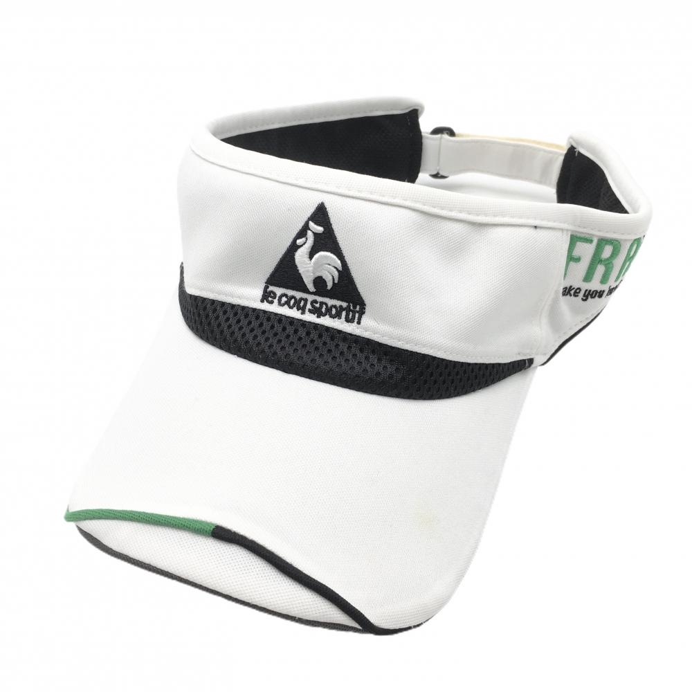 ルコック サンバイザー 白×黒 一部メッシュ地  表記なし  ゴルフウェア le coq sportif