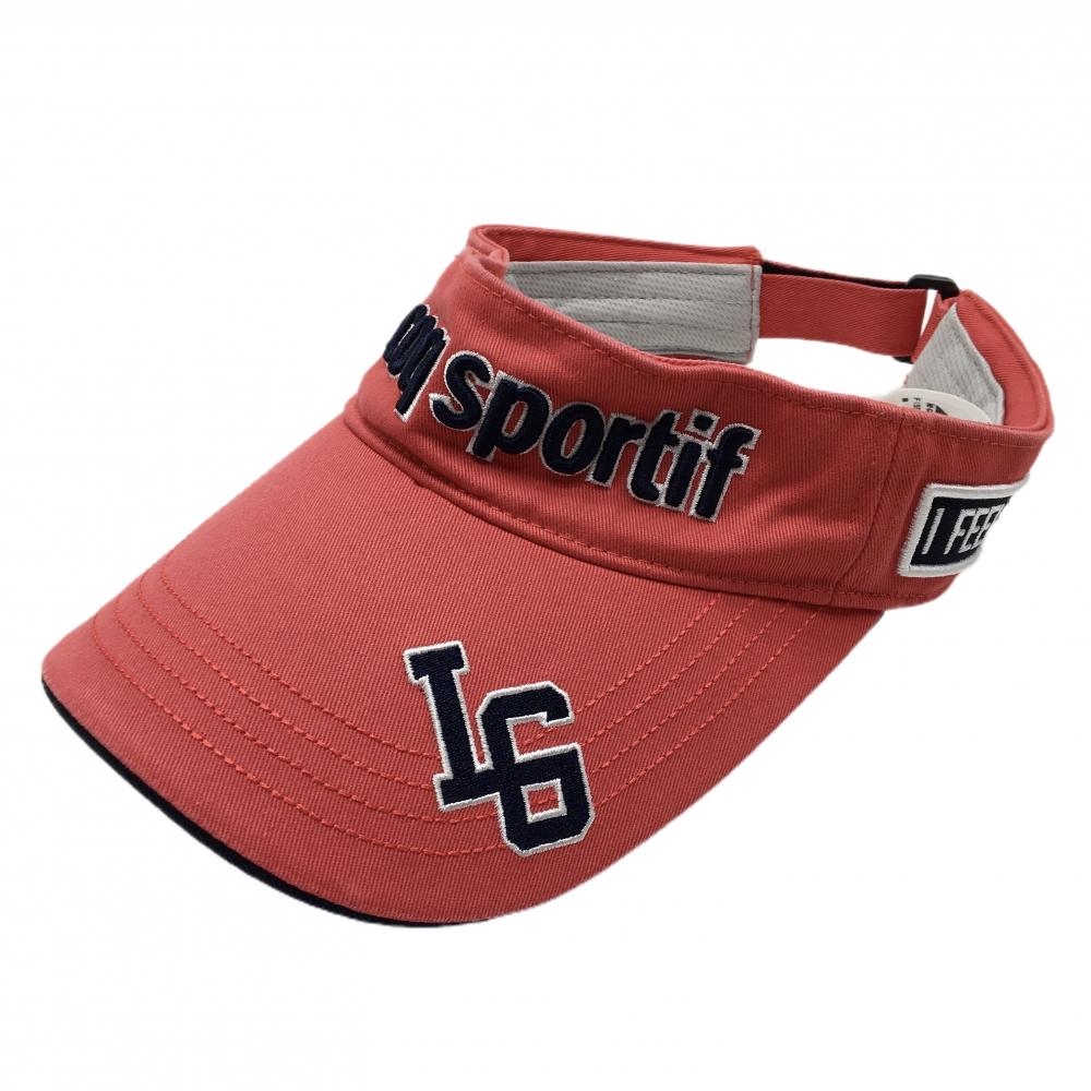 ルコック サンバイザー レッド系×ネイビー 立体ロゴ刺しゅう  F(55cm～57cm)  ゴルフウェア le coq sportif