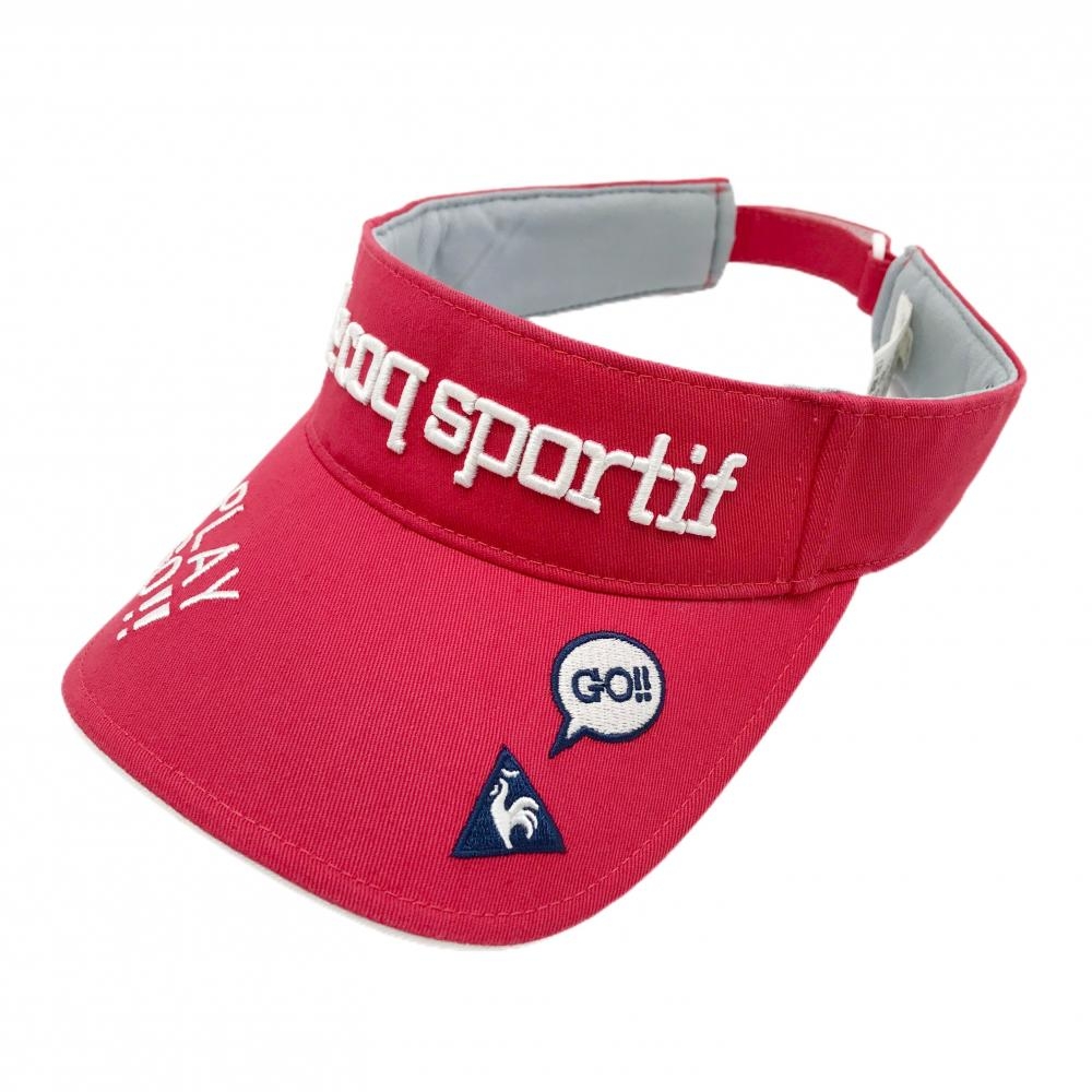 ルコック サンバイザー レッド×白 複数刺しゅう  F(55-57cm)  ゴルフウェア le coq sportif