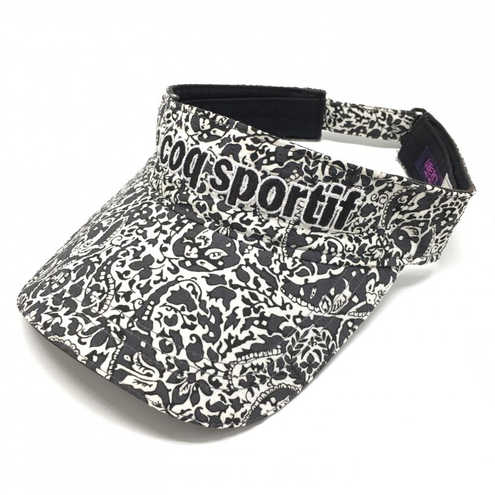【美品】ルコック×LIBERTY サンバイザー 白×グレー 総柄   ゴルフウェア le coq sportif