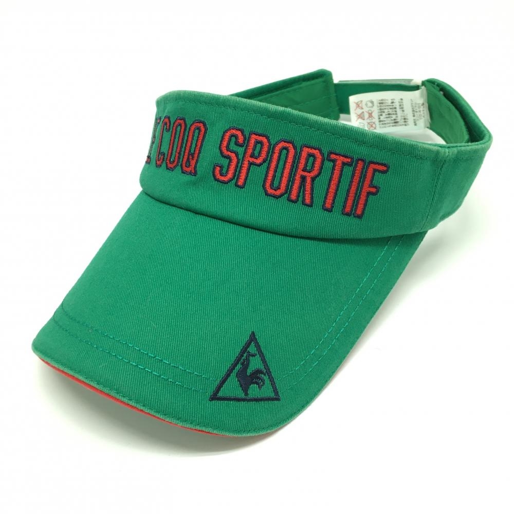 ルコック サンバイザー グリーン×レッド ロゴ刺しゅう F(55cm～57cm)   ゴルフウェア le coq sportif
