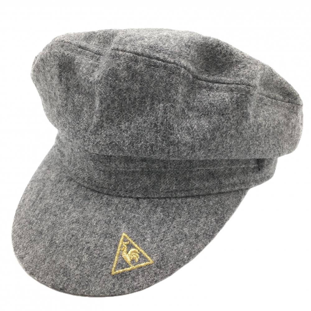 【超美品】ルコック キャスケット 杢グレー ウール混 F（57cm） ゴルフウェア le coq sportif