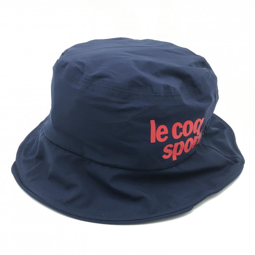 【美品】ルコック ナイロンハット ネイビー×レッド 裏メッシュ ドローコード F(57-59cm)  ゴルフウェア le coq sportif