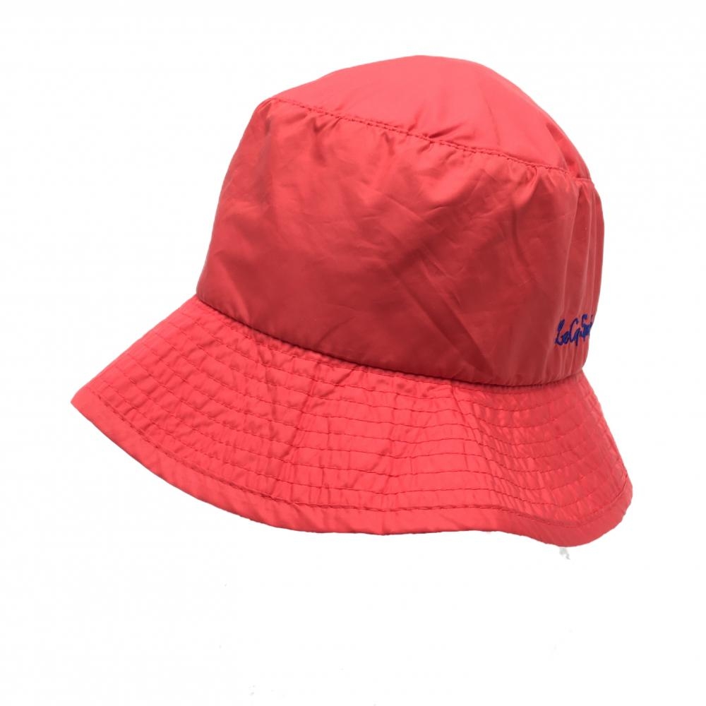 【超美品】ルコック ハット レッド×ブルー ロゴ刺しゅう 内側一部メッシュ F(57cm)  ゴルフウェア le coq sportif