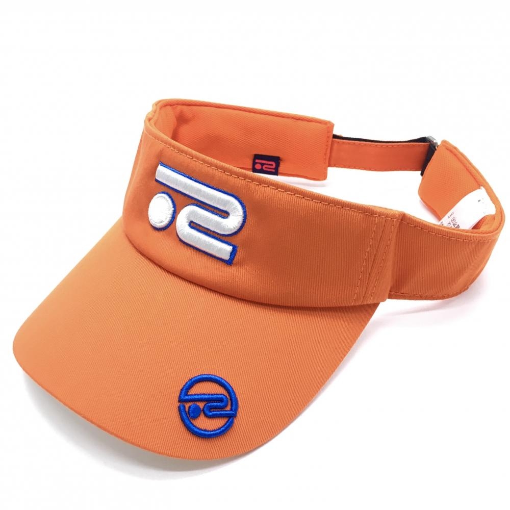 【超美品】ロサーセン サンバイザー オレンジ×白 立体ロゴ刺しゅう 50  ゴルフウェア Rosasen