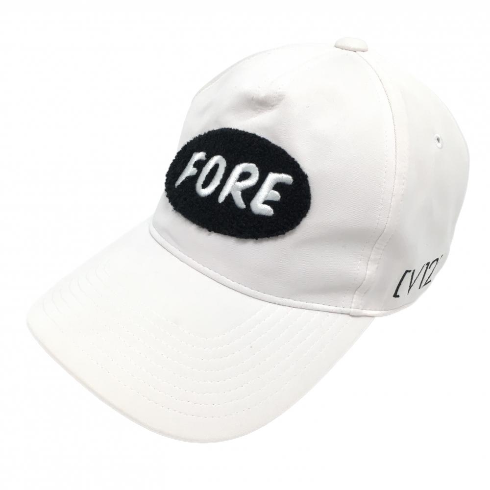 【美品】V12 キャップ 白×黒 ワッペン 汗取りパッド付  ゴルフウェア V12