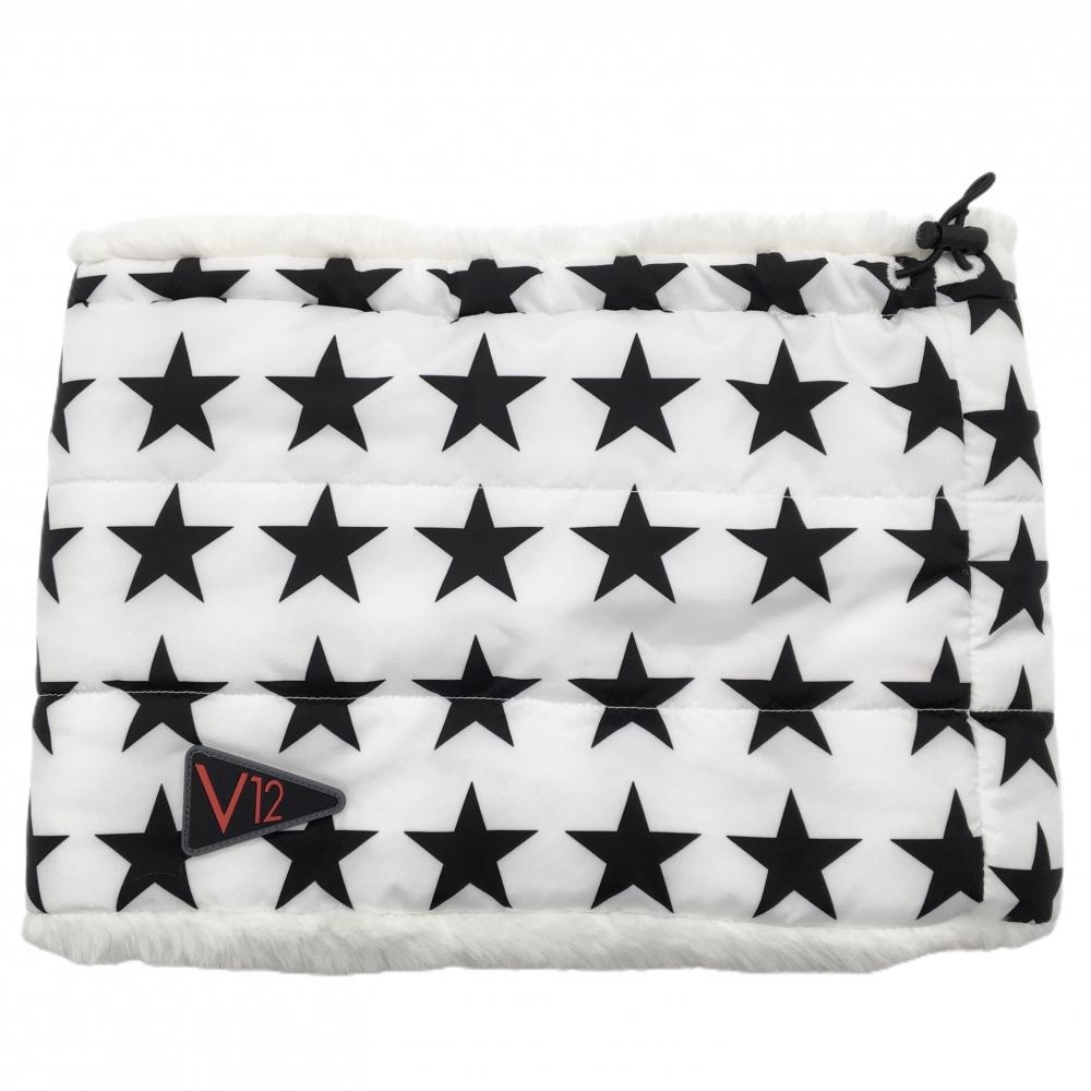 【新品】ヴィトゥエルヴ ネックウォーマー 白×黒 星柄 裏ボア  ゴルフウェア V12